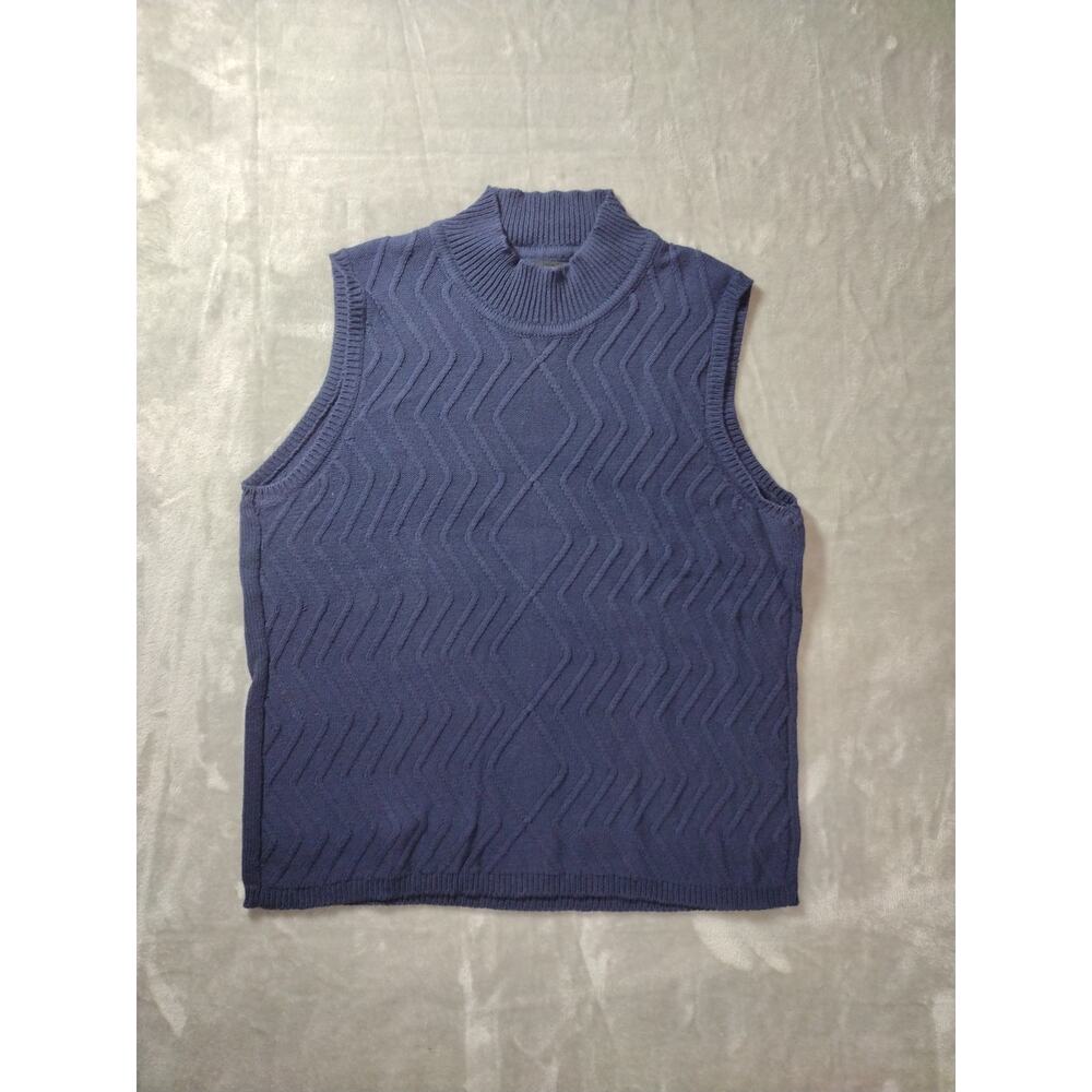 Requirements Sweater Vest Mens XL Navy Blue Cotton Knit Crew Neck Grandpa Dad